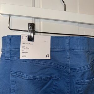 LOFT Cornflower Blue Slim Flare High-Rise Pants